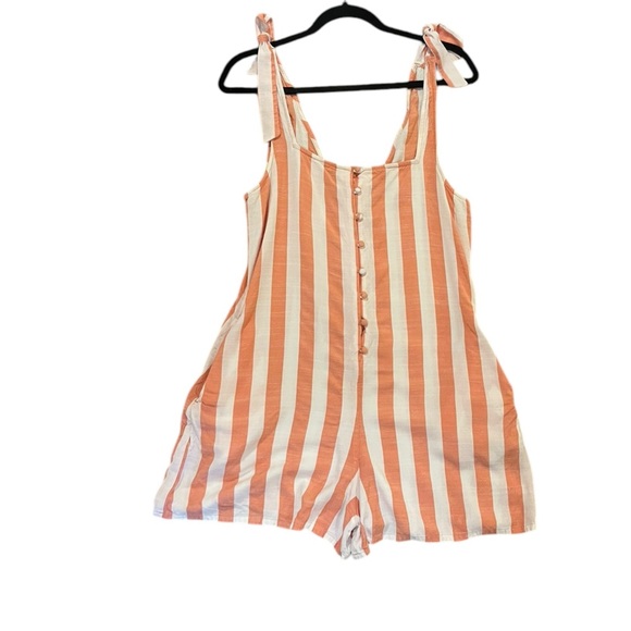 Volcom romper tie shoulder striped guava small peach summer - Picture 3 of 12
